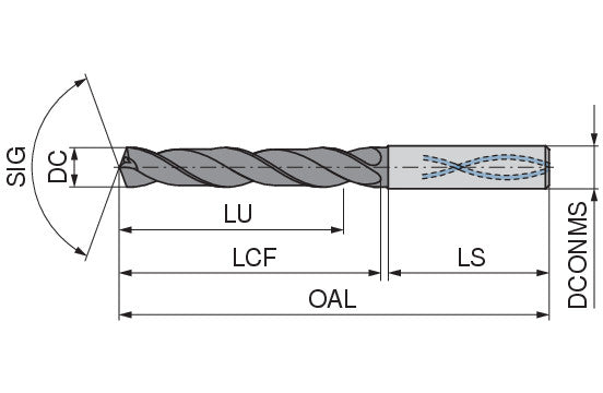Ceratizit WPC-VA.1,00.R.5D.IK.DIN6535.HA TIALN High Performance Drill, 6537 11629010 (0663545)