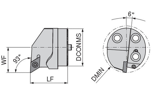 Ceratizit WK25.WSK.SDUCR.25-11 CoreLine 93° Exchangeable Cutting Head w/ Screw Clamping MaxiChange 8414402500 (0735545) [SKU:8414402500]