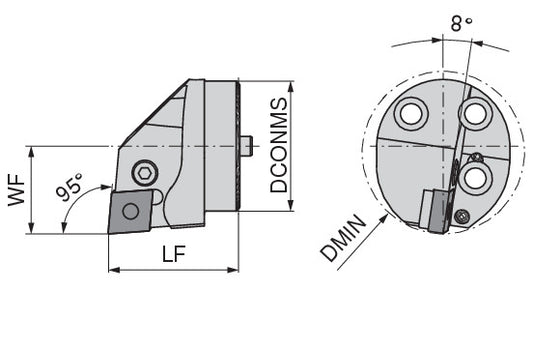 Ceratizit WK40.WSK.PCLNR.40-12 CoreLine 95° Exchangeable Cutting Head w/ Lever Clamping MaxiChange 8416004000 (0735564) [SKU:8416004000]
