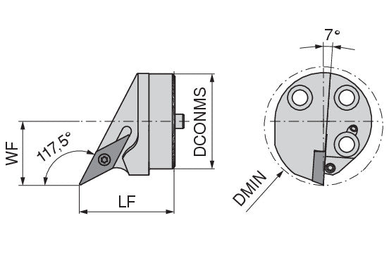 Ceratizit MaxiChange-S - SVPC 117.5° - Exchangeable cutting head with screw clamping 8417604000 (0735677)