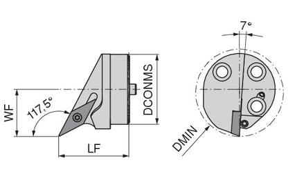 Ceratizit MaxiChange-S - SVPC 117.5° - Exchangeable cutting head with screw clamping 8417604000 (0735677)