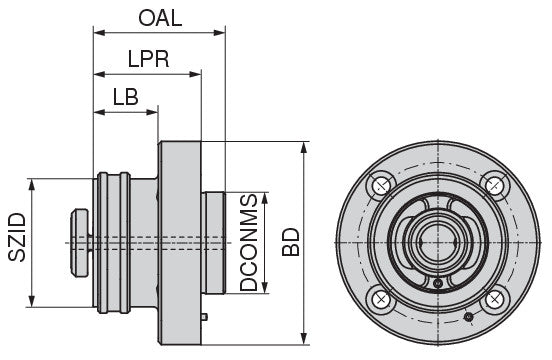 Ceratizit HSK 50 RVF KOMLOC SPINDLE ADAPTOR FLANGE CoreLine - Attachment HSK-RVF 8424150058 (0756185)
