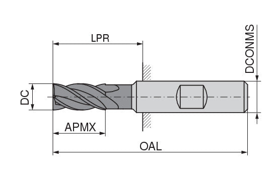 Ceratizit N.H-SA.20,0.30°.Z4.HB.K TI1000 CoreLine End Mill 52131200 (0764895)
