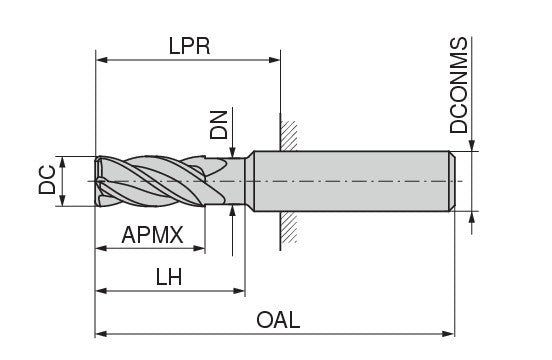 Ceratizit W-HPC.10,0.Z5.38°.R.HA.EL.5xD K10F End Mill 54650102 (0764593)