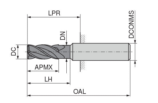 Ceratizit N.SC.12,0.50°.Z12.HA.L TI1000 Finish Milling Cutter 52109120 (0764804)