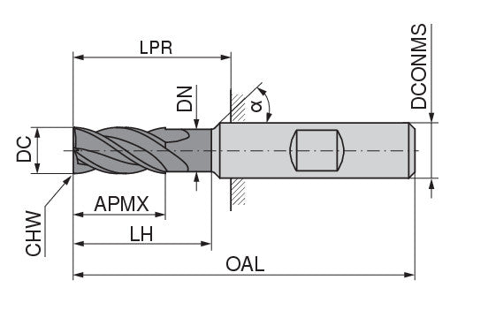 Ceratizit SC-NR.H-SR.16,0.28°.Z4.HB.K APX72S CoreLine Rough Milling Cutter 5220516100 (0770403)