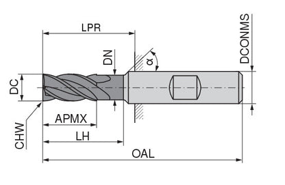 Ceratizit SC-NR.H-SR.16,0.28°.Z4.HB.K APX72S CoreLine Rough Milling Cutter 5220516100 (0770403)
