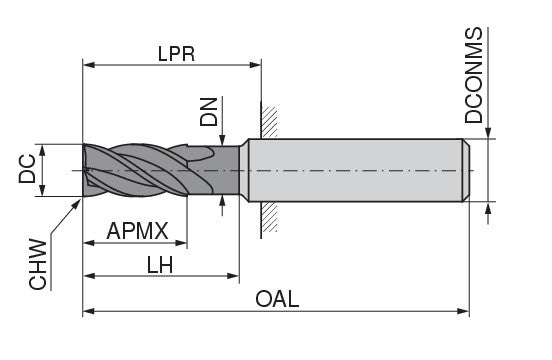 Ceratizit H.SC.5,0.45°.Z6.HA.K TI1000 Finish Milling Cutter 52112051 (0764808)