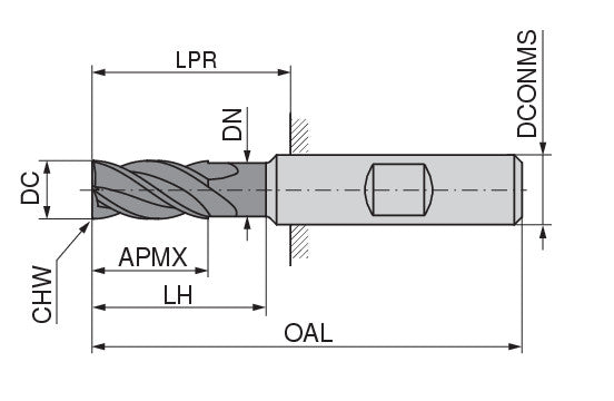 Ceratizit H.SC.16,0.45°.Z6.HB.L TI1000 Finish Milling Cutter 52122160 (0764844)