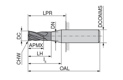 Ceratizit SCR.H-SA.11,0.35°.Z4.HA.L TI1200 CoreLine End Mill 52602110 (0770631)