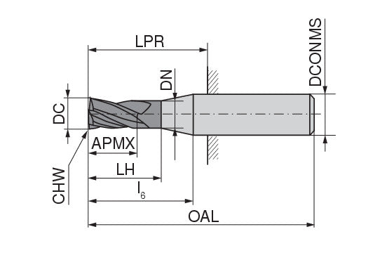 Ceratizit SCR.H-SA.16,0.35°.Z4.HA.K TI1200 CoreLine End Mill 52600160 (0770583)