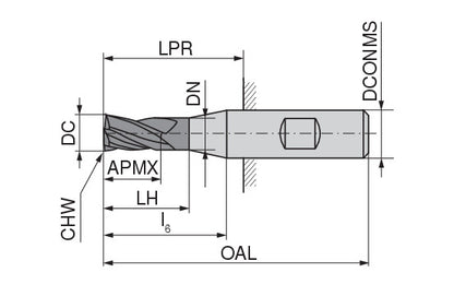 Ceratizit SCR.H-SA.9,5.35°.Z4.HB.K TI1200 CoreLine End Mill 52601095 (0770602)