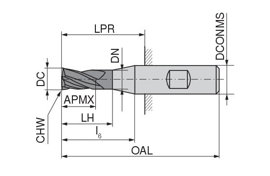 Ceratizit SCR.H-SA.19,5.35°.Z4.HB.L TI1200 CoreLine End Mill 52603195 (0770668)