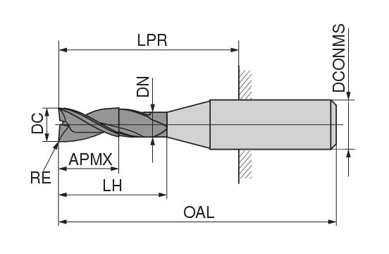 Ceratizit W.TO.4,0.30°.Z2.R0,5.HA.EL DC10 Torus Cutter 52765042 (0771102)