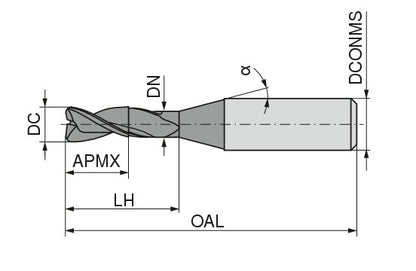 Ceratizit H.SC.1,5.30°.Z2.HA.L2,3/30 TI2000 CoreLine - Micro-end Milling Cutter - BlueLine 52346715 (0649922)