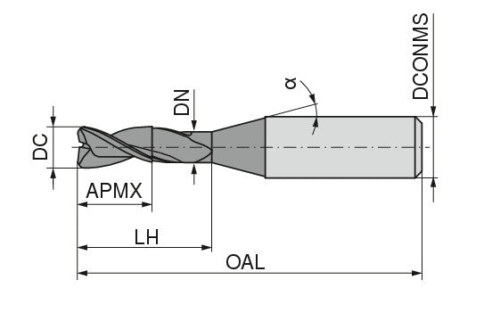 Ceratizit H.SC.1,5.30°.Z2.HA.EL2,3/45 TI2000 CoreLine - Micro End Mills - BlueLine 52347515 (0649686)