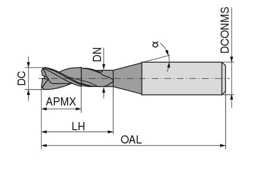Ceratizit H.SC.1,5.30°.Z2.HA.ML2,3/6,0 TI2000 CoreLine - Micro-end Milling Cutter - BlueLine 52345315 (0649293)