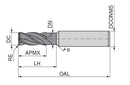 Ceratizit HCR.SA.6,0.30°.Z4.R1,0.HA.L12 DPX62U MonsterMill - Finish Milling Cutter With Corner Radius 5360336010 (0765935)