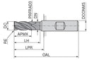 Ceratizit NCR.H-SA.16,0.35°.Z4.R2.HB.L DPA52S MonsterMill End Milling Cutter With Corner Radius 5303016220 (0765762)