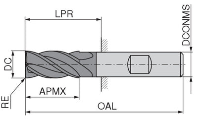 Ceratizit CCR-TI.H-SA.10,0.40°.Z5.HB.EL DPX52S MonsterMill End Mills With Corner Radius 5251010100 (0770521)