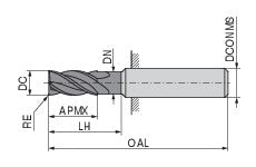 Ceratizit H.SC.2,0.30°.Z4.R0,5.HA.ML TI2000 BlueLine - End Milling Cutter With Corner Radius 5235432005 (0644316)