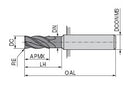Ceratizit H.SC.6,0.30°.Z4.R1,0.HA.ML21 TI2000 BlueLine - End Milling Cutter With Corner Radius 5235306010 (0644346)
