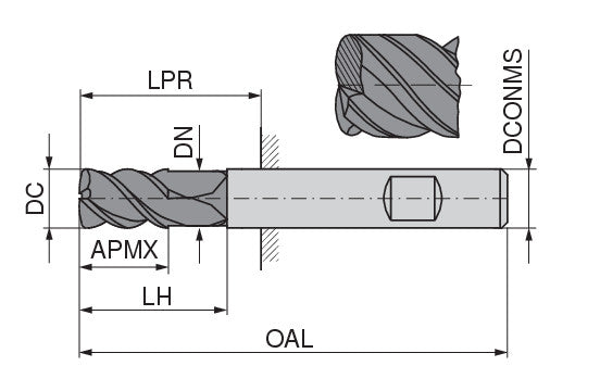 Ceratizit TCR.H-TO.2,0.15°.Z2.R0,3.HB.L DPX52S MonsterMill - Torus Face Milling Cutter 5251202000 (0731075)