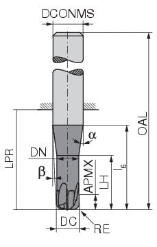 Ceratizit H.TO.3,0.0°.Z4.R0,75.HA.L TI1000 Torus Cutter 52732033 (0770996)