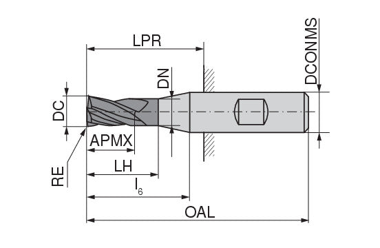 Ceratizit SCR.H-SA.16,0.35°.Z4.R4,0.HB.L TI1200 CoreLine End Mills With Corner Radius 52607164 (0770740)