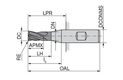 Ceratizit SCR.H-SA.16,0.35°.Z4.R4,0.HB.L TI1200 CoreLine End Mills With Corner Radius 52607164 (0770740)