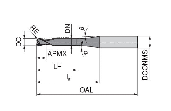 Ceratizit N.TO.5,0.30°.Z2.R1,5.HA.L57 TI1000 Torus Cutter 52730050 (0770984)