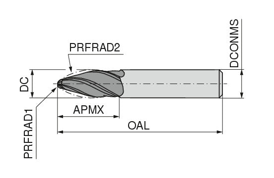 Ceratizit N.3D-F.SC.6,0.30°.Z3.1.95.HA.L APB72S CoreLine Oval-shaped End Mills Finish 52745060 (0771037)