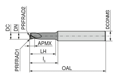 Ceratizit N.3D-F.SC.4.30°.Z3.0,25.6.HA.L APB72S CoreLine Lens-shaped End Mills Finish 52756040 (0771086)