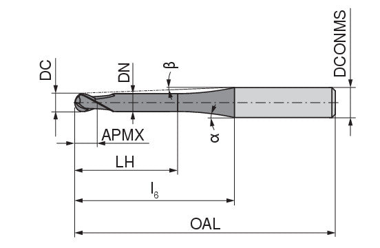 Ceratizit N.RD.1,0.30°.Z2.HA.EL2,2 DPA72S CoreLine - Micro Ball-nosed End Mills - 52804103 (0771263)