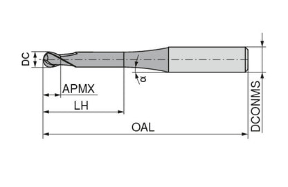 Ceratizit H.RD.4,0.30°.Z3.HA.ML TI2000 CoreLine - Ball-nosed End Mills - BlueLine 52355040 (0649778)