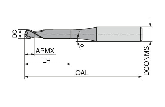 Ceratizit H.RD.5,0.30°.Z3.HA.ML TI2000 CoreLine - Ball-nosed End Mills - BlueLine 52355050 (0649779)