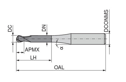 Ceratizit 3A0239-02000.0020.R02.R01000.HA.B400 Ball Nosed Cutter 50903205 (0774129)