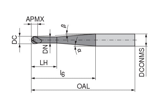 Ceratizit N.RD.2,0.30°3°.Z2.HA.EL80 TI1000 CoreLine - Ball-nosed End Mills - 52717020 (0770944)