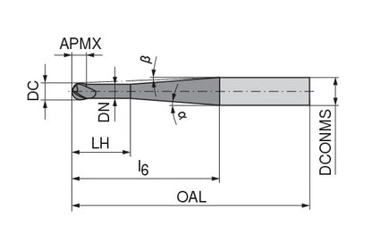 Ceratizit N.RD.2,0.30°3°.Z2.HA.EL80 TI1000 CoreLine - Ball-nosed End Mills - 52717020 (0770944)