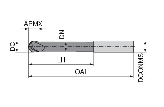 Ceratizit N.RD.12,0.30°.Z2.HA.L83 TI1000 CoreLine - Ball-nosed End Mills - 52714120 (0770939)