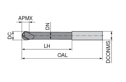 Ceratizit N.RD.12,0.30°.Z2.HA.L83 TI1000 CoreLine - Ball-nosed End Mills - 52714120 (0770939)