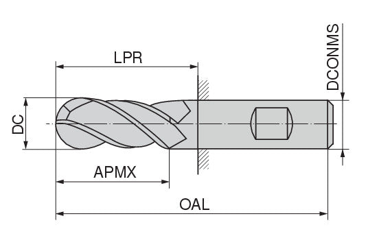 Ceratizit 3A0476-16000.0750.R04.R08000.HB.B270 CoreLine Ball Nosed Cutter N 50642161 (0775259)