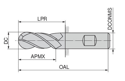 Ceratizit 3A0476-16000.0320.R04.R08000.HB.B270 CoreLine Ball Nosed Cutter N 50642160 (0775257)