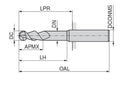 Ceratizit 3A0238-04000.0130.R02.R02000.HA.B270 AluLine Ball Nosed Cutter 5360704400 (0774044)