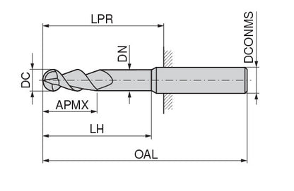 Ceratizit 3A0238-06000.0160.R02.R03000.HA.B270 AluLine Ball Nosed Cutter 5360706200 (0774050)