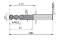 Ceratizit 3A0238-03000.0100.R02.R01500.HA.B580 AluLine Ball Nosed Cutter 5360803400 (0774039)
