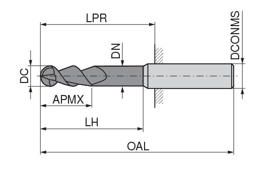 Ceratizit 3A0238-05000.0080.R02.R02500.HA.B580 AluLine Ball Nosed Cutter 5360805100 (0774047)