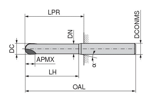 Ceratizit WN.RD.4,0.Z2.HA.L28_PKD CoreLine - PCD Ball-nosed End Mills - 5001404300 (0731759) [SKU:5001404300]