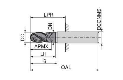 Ceratizit SCR.H-RD.3,0.35°.Z3.HA.K TI1200 CoreLine Ball-nosed End Mills 52611030 (0770786)