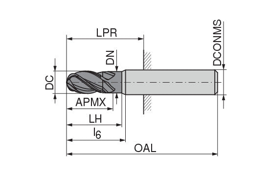 Ceratizit SCR.H-RD.5,0.35°.Z3.HA.K TI1200 CoreLine Ball-nosed End Mills 52611050 (0770788)